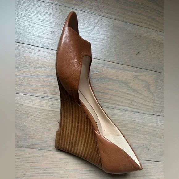 Nine West Brown shoes Peep Toe Heels wedge - Picture 3 of 6